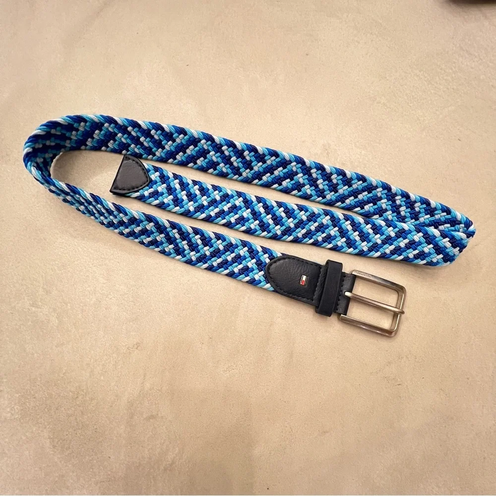 TOMMY HILFIGER Elastic Braided Belt Blue 34-35”